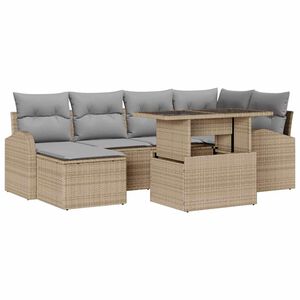vidaXL Set Divano da Giardino 7 pz Beige e Grigio Chiaro polyrattan