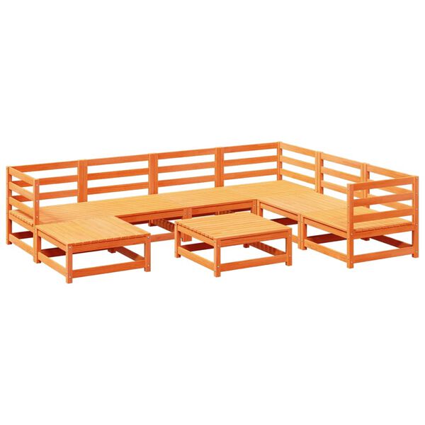 vidaXL Set Divani da Giardino 8 pz Marrone Cera Legno Massello Pino