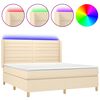vidaXL Letto a Molle con Materasso e LED Crema 180x200 cm in Tessuto
