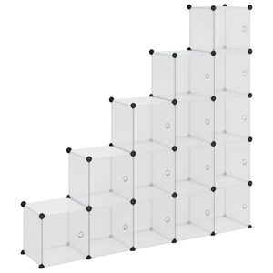 vidaXL Contenitore Cubo Portaoggetti con 15 Cubi e Ante Trasparente PP