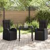 vidaXL Set da Pranzo per Giardino con cuscino 3 pcs Nero polyrattan