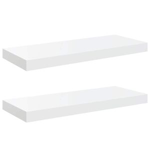 vidaXL Scaffali a Parete 2 pz Bianco Lucido 60x23,5x3,8 cm in MDF