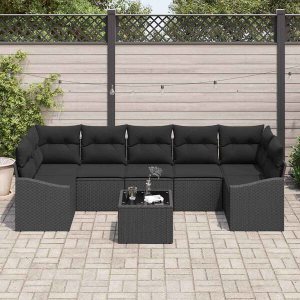 vidaXL Set di divani con cuscino Nero 55 x 55 x 37 cm polyrattan