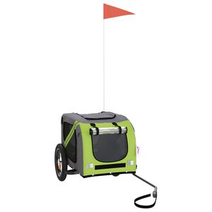 vidaXL Rimorchio da Bici per Animali Verde e Grigio Oxford e Ferro