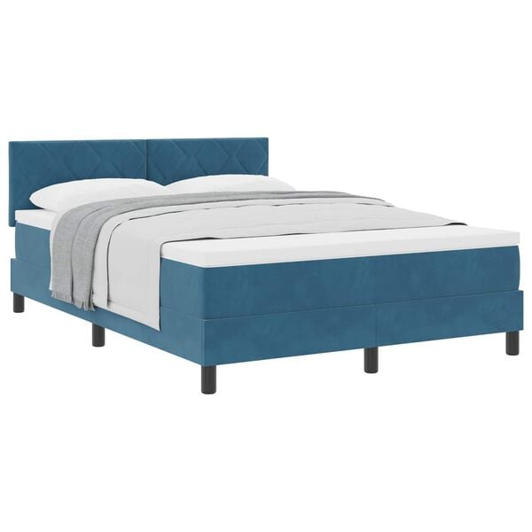 vidaXL Letto a molle con materasso Blu Scuro 160 x 200 cm Velluto