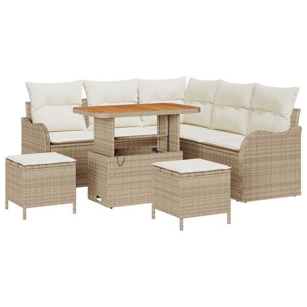 vidaXL Set Divano da Giardino 8 pcs Beige polyrattan