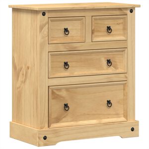 vidaXL Cassettiera Corona 80x43x91 cm in Legno Massello di Pino