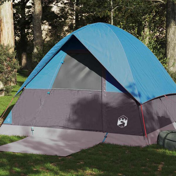 vidaXL Tenda da Campeggio a Cupola per 4 Persone Blu Impermeabile