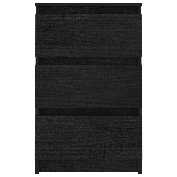 vidaXL Comodini 2 pz Neri 40x29,5x64 cm in Legno Massello di Pino