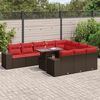 vidaXL Set Divani Giardino 11 pz con Cuscini Polyrattan Marrone Acacia