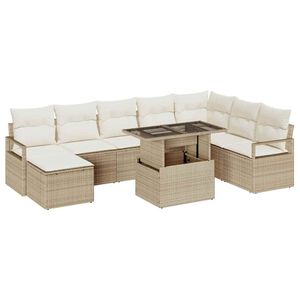 vidaXL Set Divano da Giardino 9 pcs Beige Poly Rattan