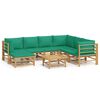 vidaXL Set Salotto da Giardino 8pz con Cuscini Verdi Bamb&ugrave;