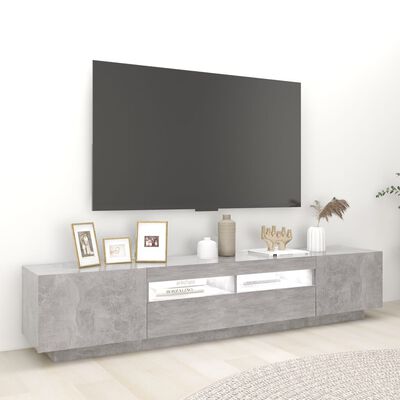 vidaXL Mobile Porta TV con Luci LED Grigio Cemento 200x35x40 cm