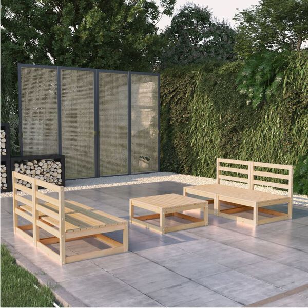 vidaXL Set Divani da Giardino 5 pz in Legno Massello di Pino