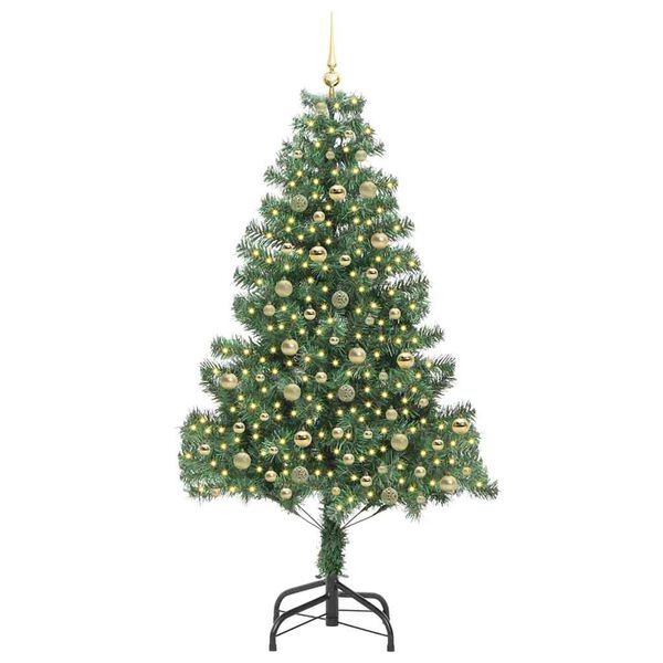 vidaXL Albero di Natale con 300 LED con supporto Verde 210 cm PVC