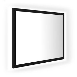 vidaXL Specchio da Bagno a LED Nero 60x8,5x37 cm in Acrilico