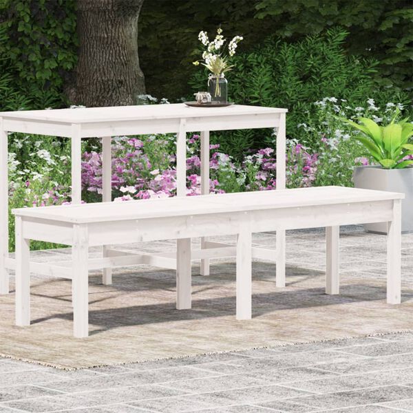 vidaXL Panca Giardino 2 Posti Bianca 159,5x44x45cm Legno Massello Pino