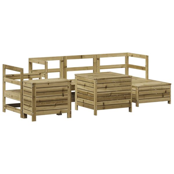 vidaXL Set Divani da Giardino 7 pz in Legno Impregnato di Pino