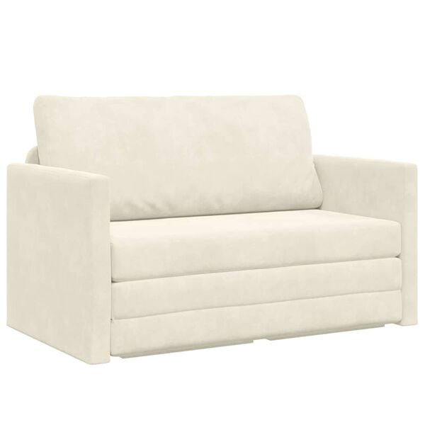 vidaXL Divano letto Crema 124 x 204 x 61 cm Velluto