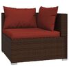 vidaXL Set Divani da Giardino 4 pz con Cuscini in Polyrattan Marrone