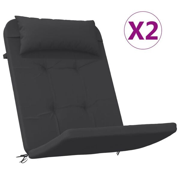 vidaXL Cuscini per Sedia Adirondack 2 pz Neri in Tessuto Oxford