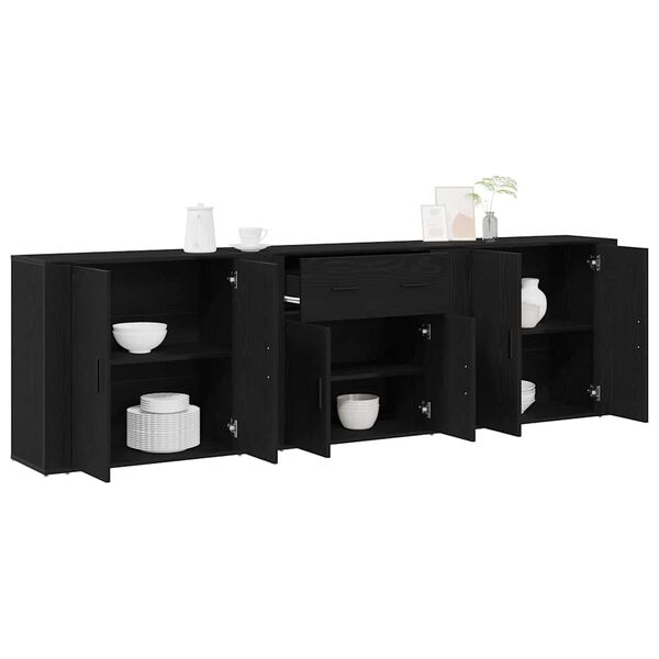 vidaXL Credenza Rovere Nero 240 x 33 x 70 cm Legno multistrato