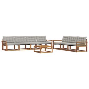 vidaXL Set di divani da esterno 8 pcs Grigio Naturale e Chiaro