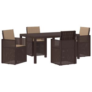 vidaXL Set da Pranzo per Giardino 5 pz Marrone e Tortora PP