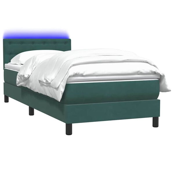 vidaXL Letto a Molle con Materasso e LED Verde Scuro 100x210 cm Velluto