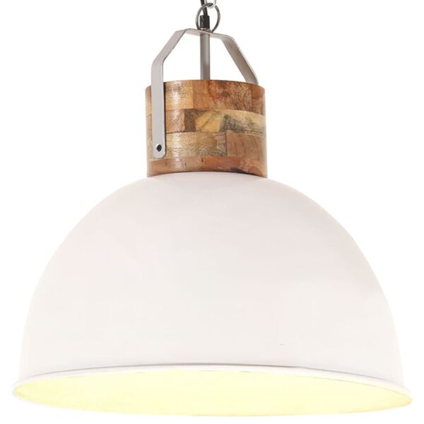 vidaXL Lampada Soffitto Industriale Bianca Rotonda 51 cm E27 in Mango