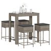 vidaXL Set Bar da Giardino 5 pz con Cuscini in Polyrattan Grigio