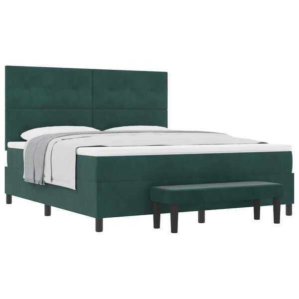 vidaXL Letto a molle con materasso Verde scuro 180 x 200 cm Velluto