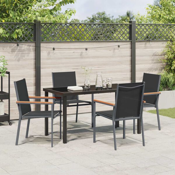 vidaXL Set da Pranzo per Giardino 5 pcs Nero