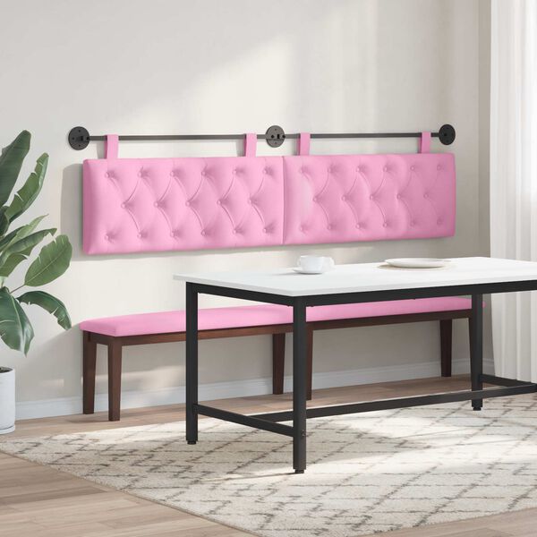 vidaXL Testata appesa Montaggio a parete Rosa 210 x 55 x 7 cm Tessuto