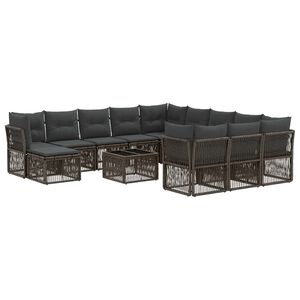 vidaXL Set Divano da Giardino 13 pz Grigio polyrattan