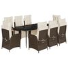 vidaXL Set da Pranzo da Giardino 9pz con Cuscini Marrone in Polyrattan