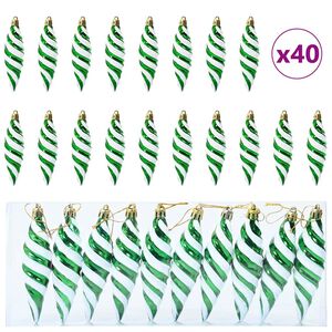 vidaXL Palla a spirale di Natale 40 pz Verde 3 x 11 cm Plastica