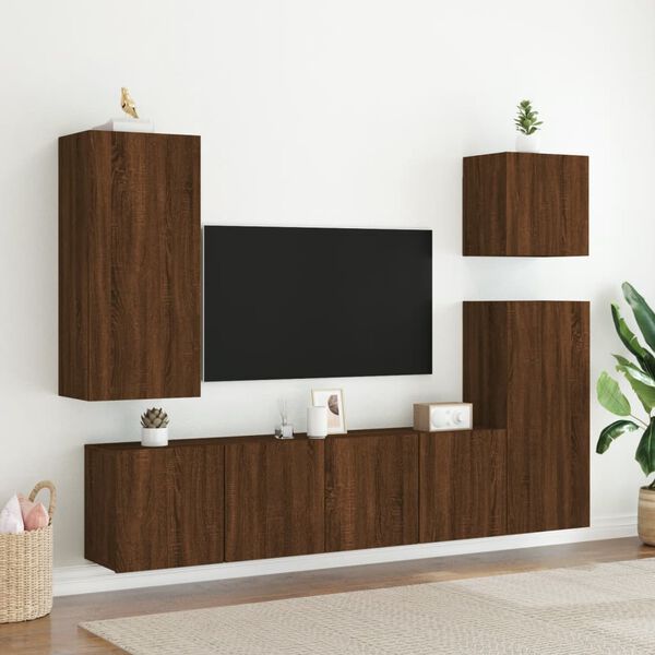 vidaXL Mobile TV Parete Rovere Marrone 40,5x30x90 cm Legno Multistrato