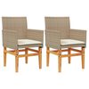 vidaXL Sedie Giardino con Cuscini 2 pz Beige Polyrattan Legno Massello