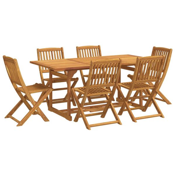 vidaXL Set da Pranzo da Giardino 7pz 180x90x75cm Legno Massello Acacia