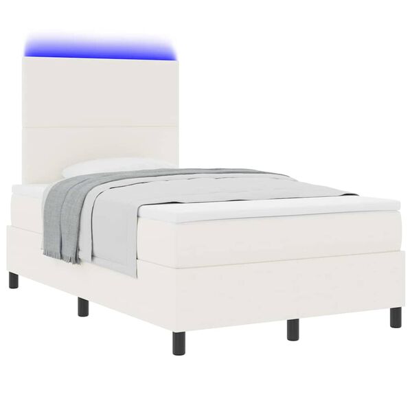vidaXL Letto a molle Crema e Bianco 203 x 120 x 128 cm