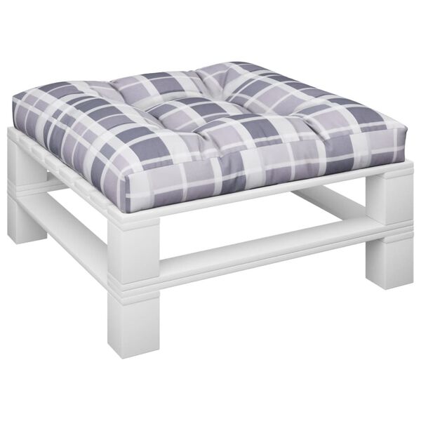 vidaXL Cuscino per Pallet a Quadri Grigi 70x70x12 cm in Tessuto