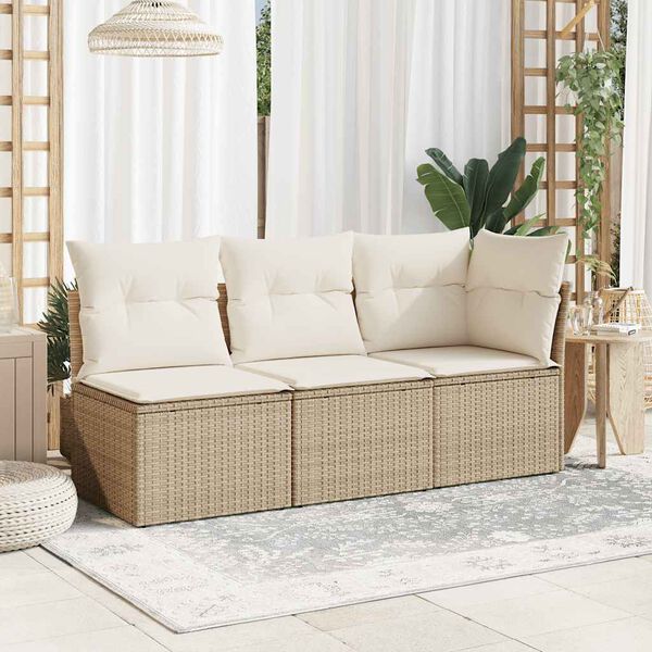 vidaXL Divano Angolare da Giardino con Cuscini Beige in Polyrattan