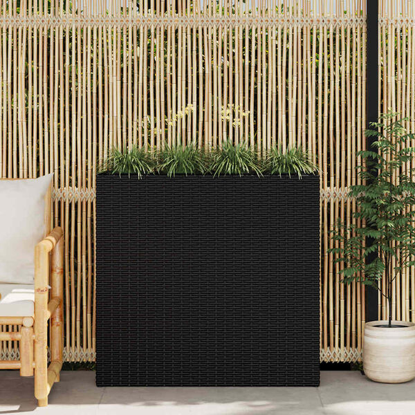 vidaXL Letto Rialzato da Giardino con 4 Vasi in Polyrattan Nero