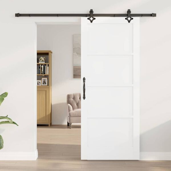 vidaXL Porta scorrevole Bianco e Nero 83 x 202 cm Pino massello