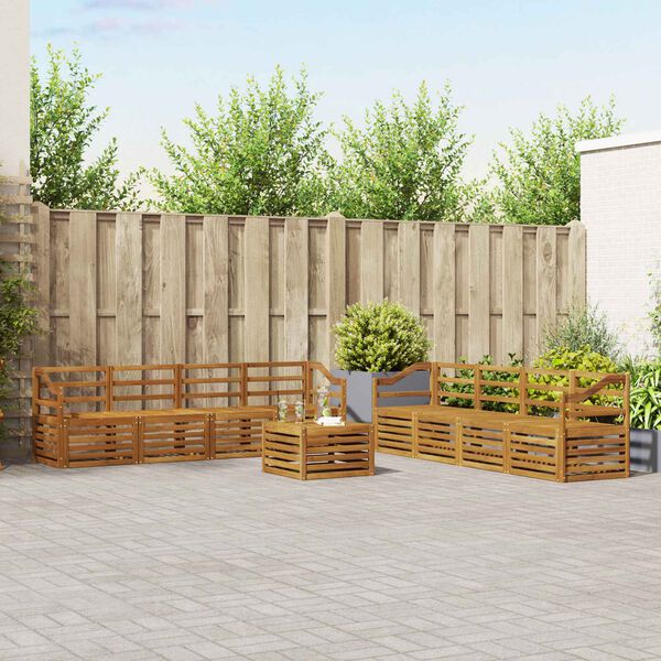 vidaXL Set divani 9 pcs Naturale Legno di Acacia Massello