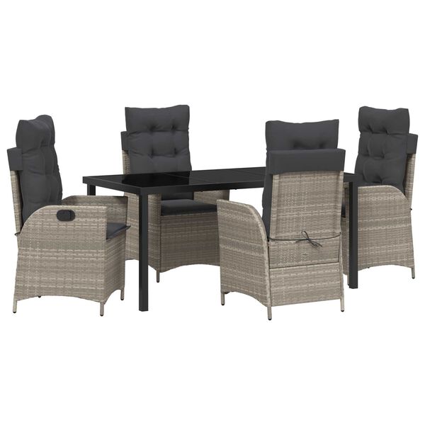vidaXL Set da Pranzo per Giardino 5 pcs Grigio chiaro polyrattan