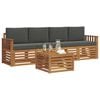 vidaXL Set divani Naturale e Antracite Legno di Acacia Massello