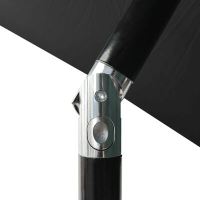 vidaXL Ombrellone da Esterni con LED e Palo in Acciaio Nero 2x3 m
