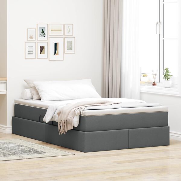 vidaXL Letto con contenitore e materasso Grigio scuro 120 x 190 cm